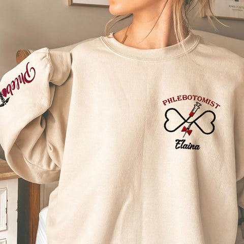 Custom Phlebotomist Sweatshirt Medical Sweater Phlebotomy Tech Shirt Syringe Needle Blood Gift New Technician Veins