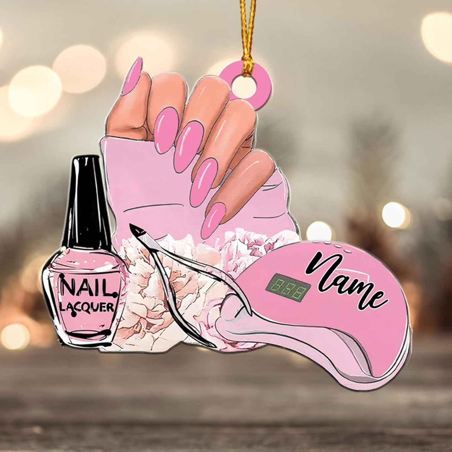 AOVL Personalized Nail Ornament,Nail Technician Ornament, Nail Technician Ornaments, Makeup Ornaments Makeup Christmas Ornament, Nail tech Gifts, Nail Technician Gifts (Nail 9)
