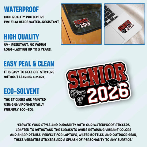 3Pcs Class of 2026 Graduation Sticker 3in, Senior 2026 Sticker High School College Gift for Notebook Scrapbook Class of 2026 Stickers for Laptop Water Bottle Phone Case