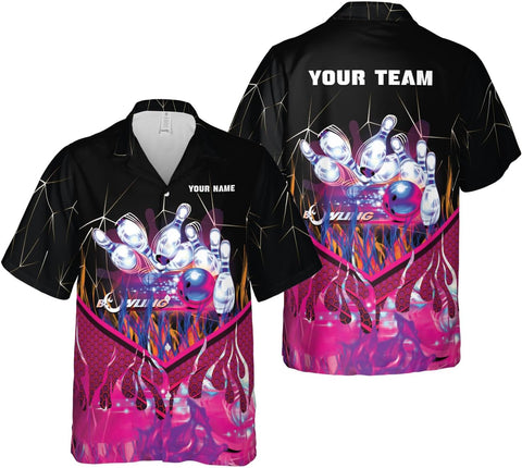 Mostprints Personalized Name Bowling Hawaii Shirts for Men and Women 3D, Bowling Shirts for Team Bowling, Bowling Shirts Gift