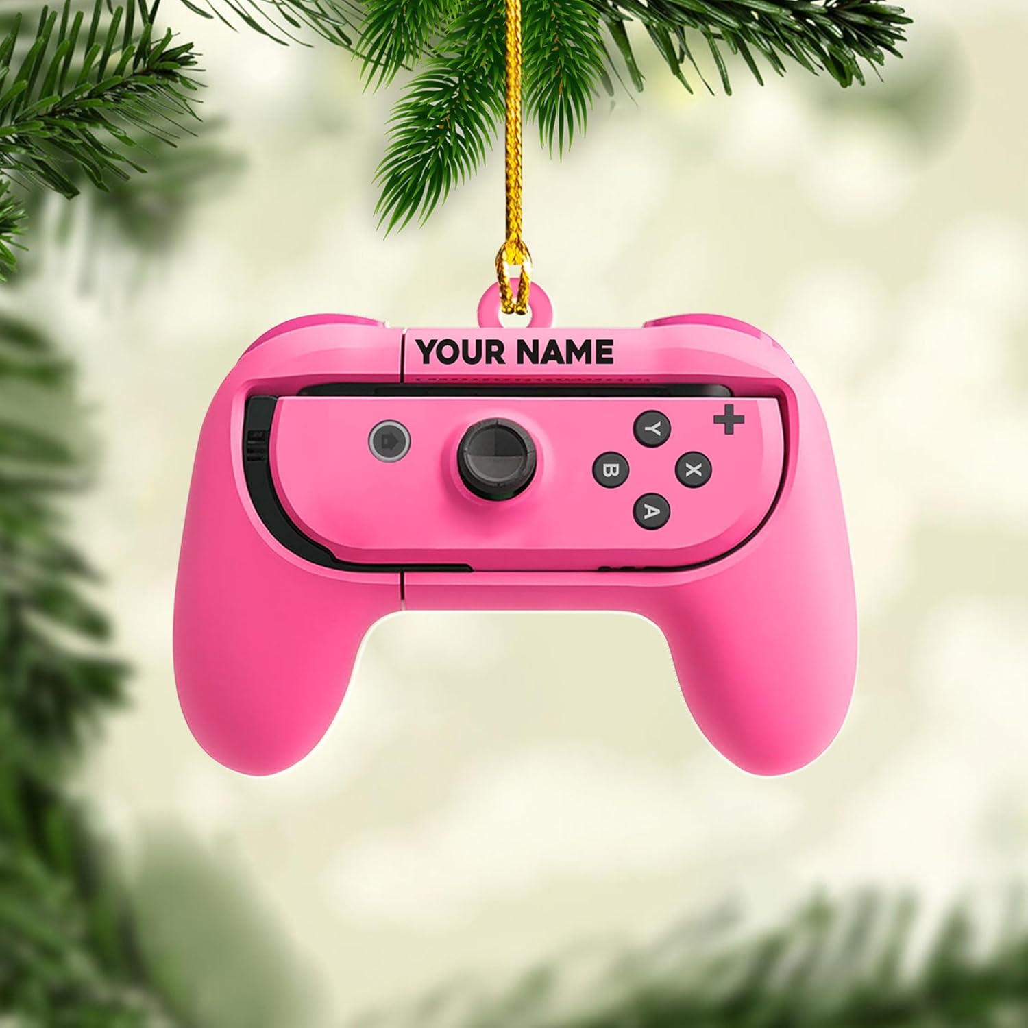 Artparel Personalized Gamer Ornament Custom Name Game Controller Ornament Shape Flat Computer Ornament for Gamer Gaming Ornament Gamer Christmas Ornament (GC10)