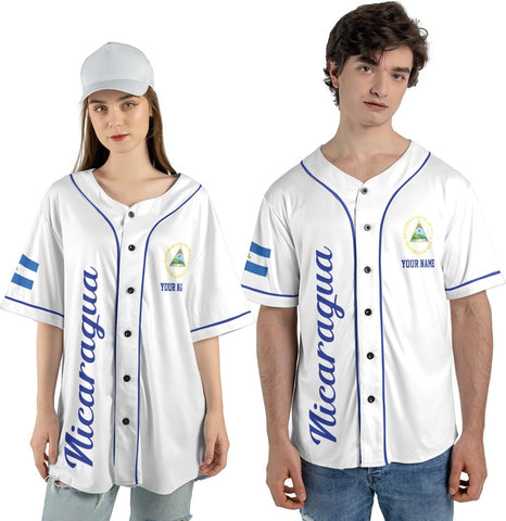 Personalized Nicaragua Baseball Jersey, Custom Nicaragua Baseball Jersey for Men & Women, Nicaraguan Camisas Shirt
