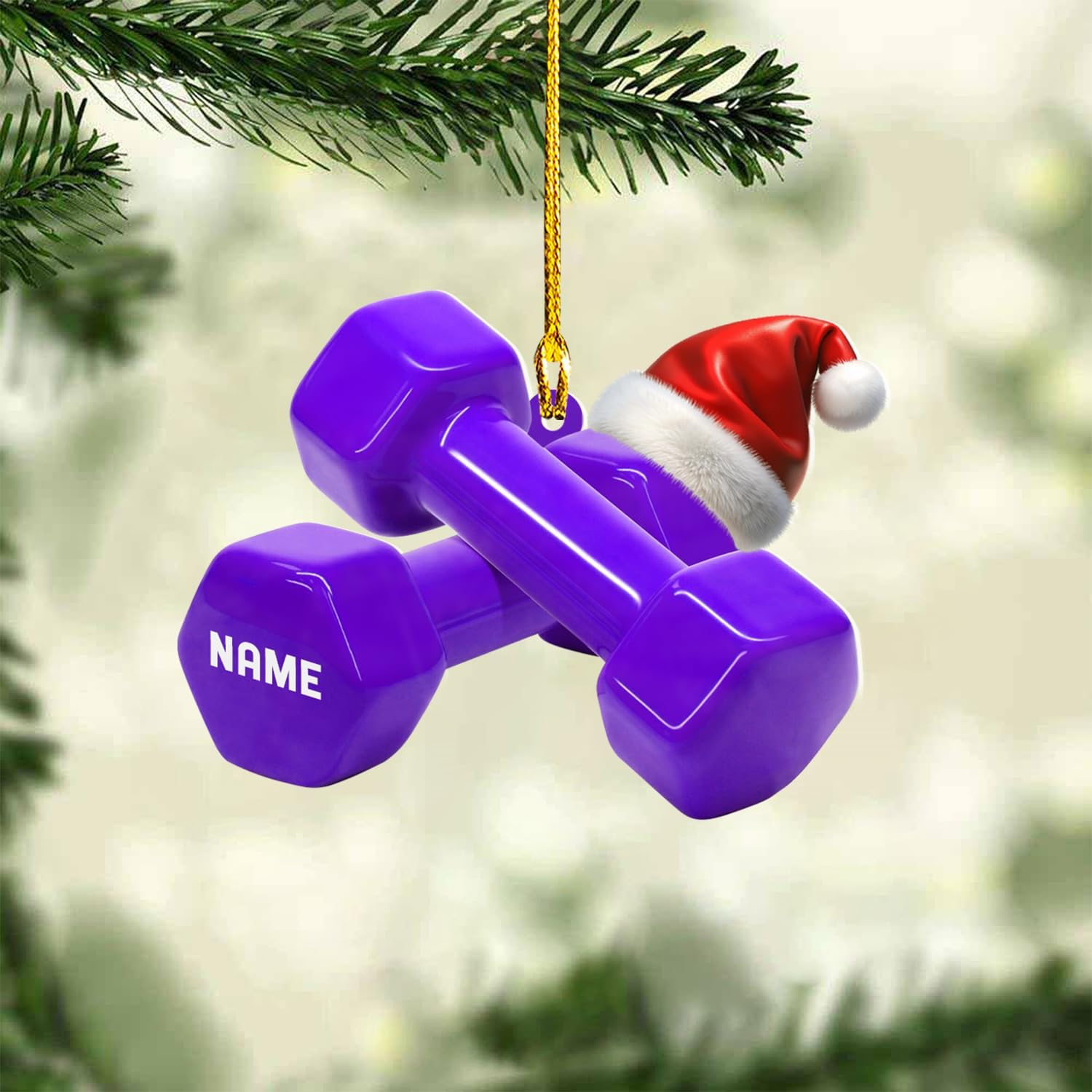 AOVL Personalized Weight Plate Ornament Weight Ornament Fitness Gift for Gym Ornament Merry Liftmas Christmas Hanging Ornaments Weight Plates Ceramic Ornament (DF4)