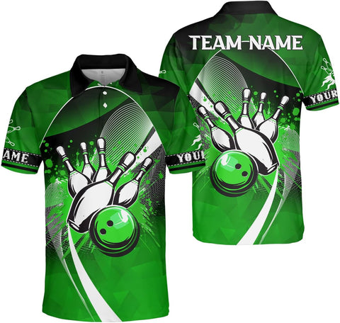 Ligthuy Personalized Name Bowling Polo Shirts 3D for Men and Women, Bowling Shirt, Bowling Shirts for Men Team Bowling Shirt