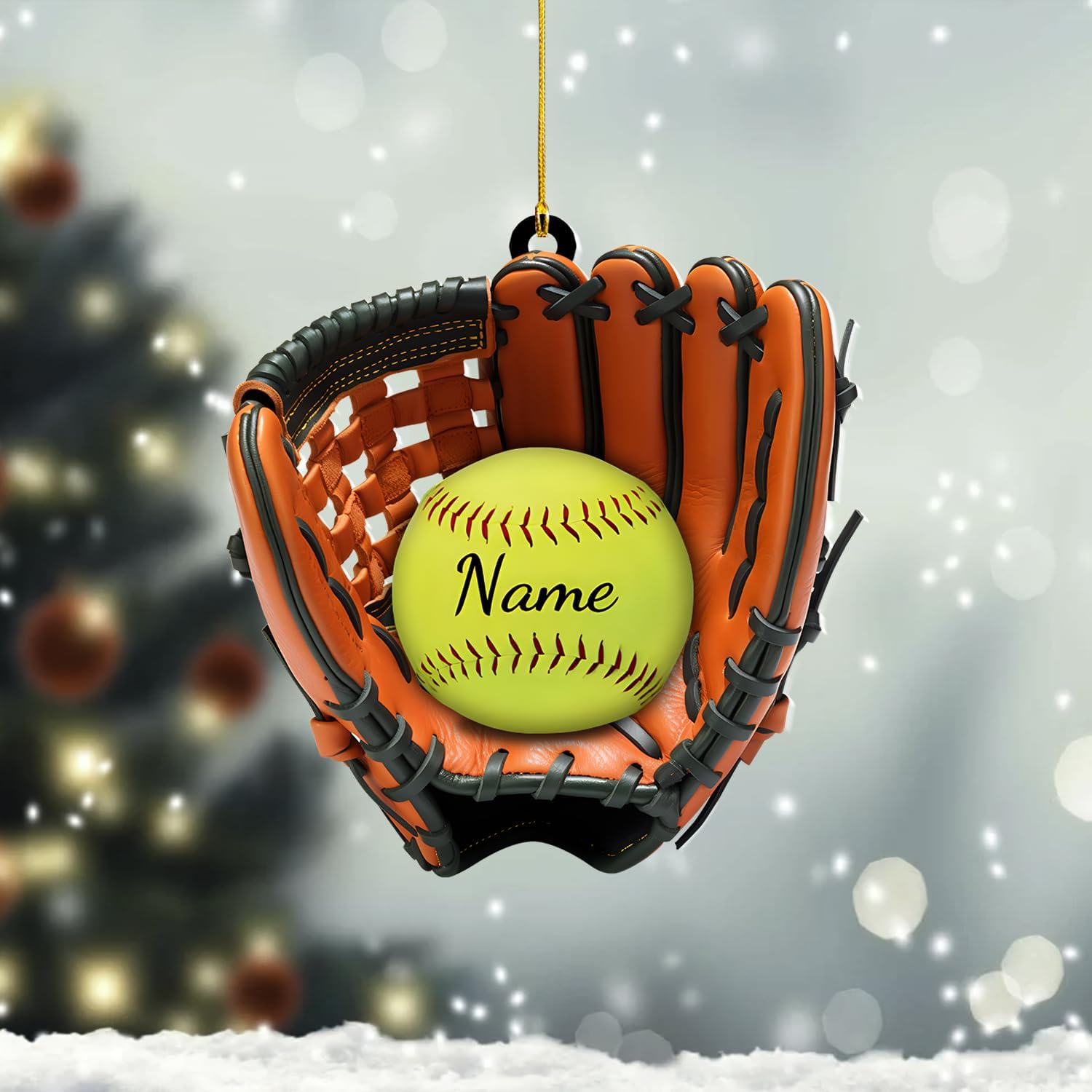 Personalized Softball Ornament Custom Name & Number Ornaments 2024 for Girl Coach Softball, Softball Gloves Ornament Custom, Softbal Ornament, Softball Ornament Softball Lover (Style 4)