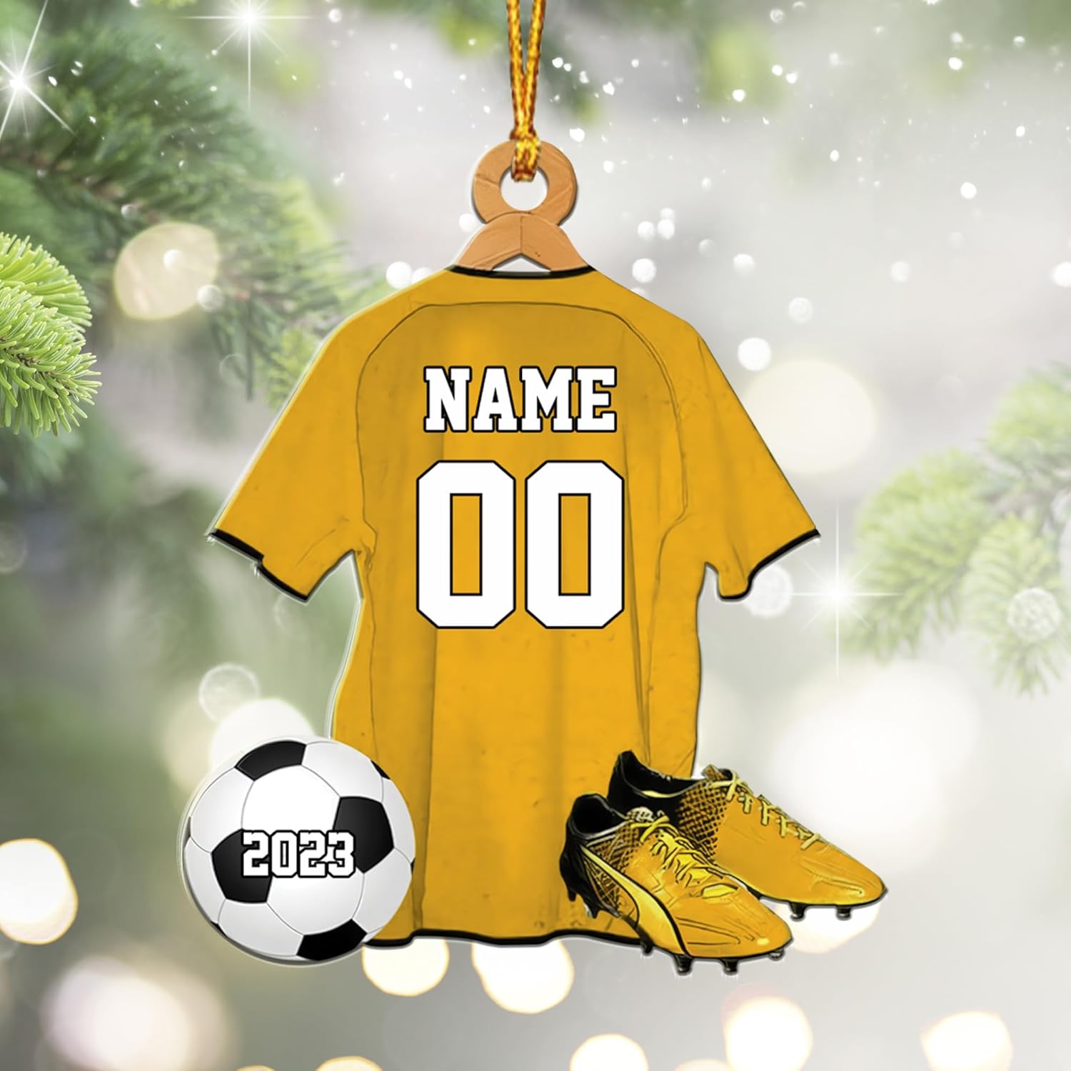 mostprints Personalized Soccer Christmas Ornament, Soccer Ornament for Boys, Soccer Team Ornaments, Gifts for The Soccer Player, Soccer Player Ornament, Soccer Gift Tree Hanging (SC12)