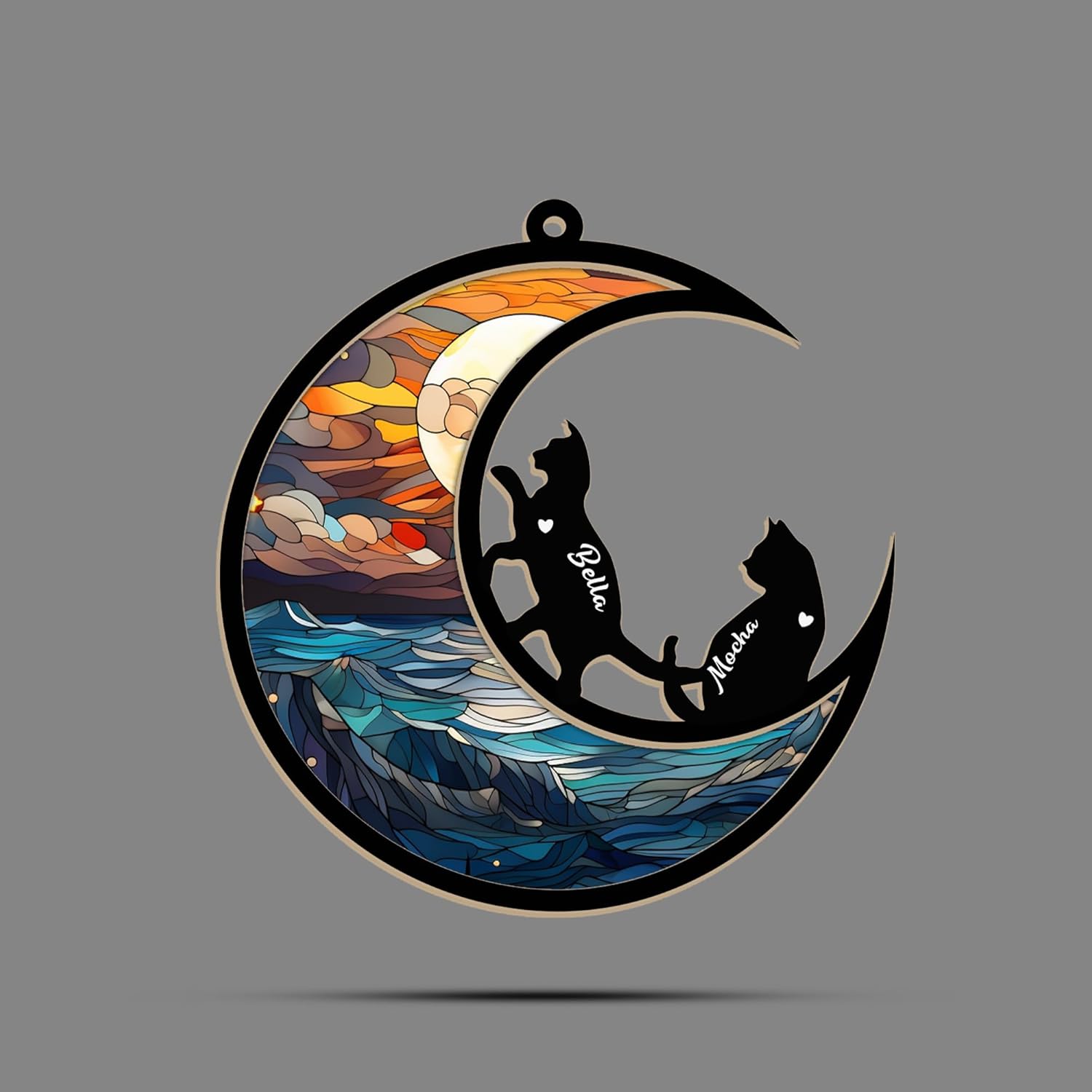 MAPrints Personalized Cat Christmas Ornaments, Cat First Christmas Suncatcher Wood Ornaments, Gifts for Cat Lovers, Cat Memorial Ornament, Forever Loved Cat Keepsake, Cat Loss Gifts (CAT 14)