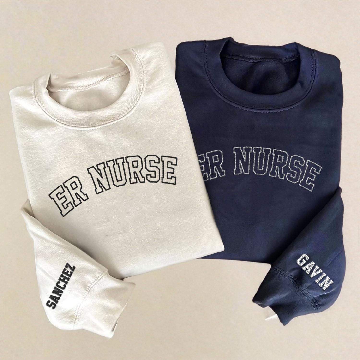Custom Emergency Department Embroidered Crewneck Sweatshirt, Er Nurse Shirt, Emergency Nurse Hoodie, Er Nurse Gift, Rn Shirt (Cotton, SS400)
