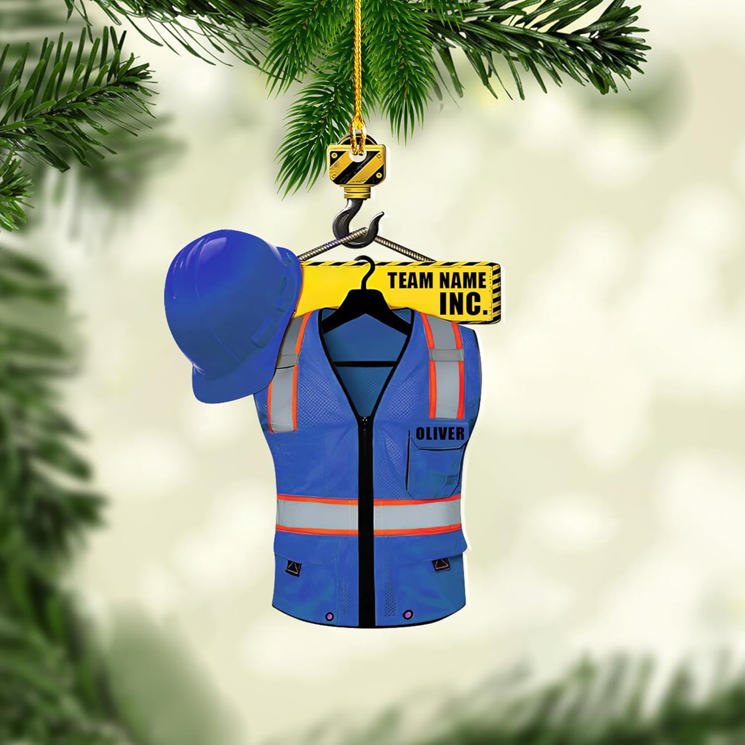 Artparel Personalized Construction Ornament Construction Worker Christmas Ornaments Construction Hard Hat Ornament Xmas Construction Worker Gifts Construction Hard Ornament Gift Xmas (Construction 5)