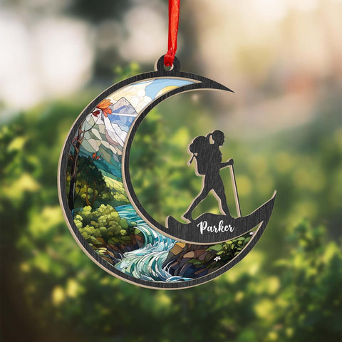 Suseaz Personalized Hiking Ornaments for Christmas Tree, Hiking Ornament Gift for Hiker Women and Men, Mountain Hiking Ornament Gift for Hiking Lover, Mountain Climber, Through Hiker Ornament (ON127)