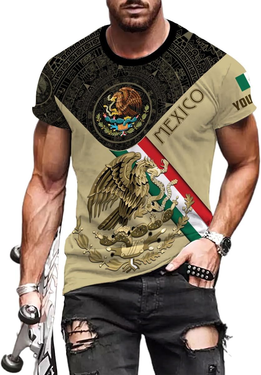 Personalized Name Mexican Shirts for Men, Customized Mexico Shirts for Men, Mexico Shirts for Women Mexico Shirt Eagle Flag