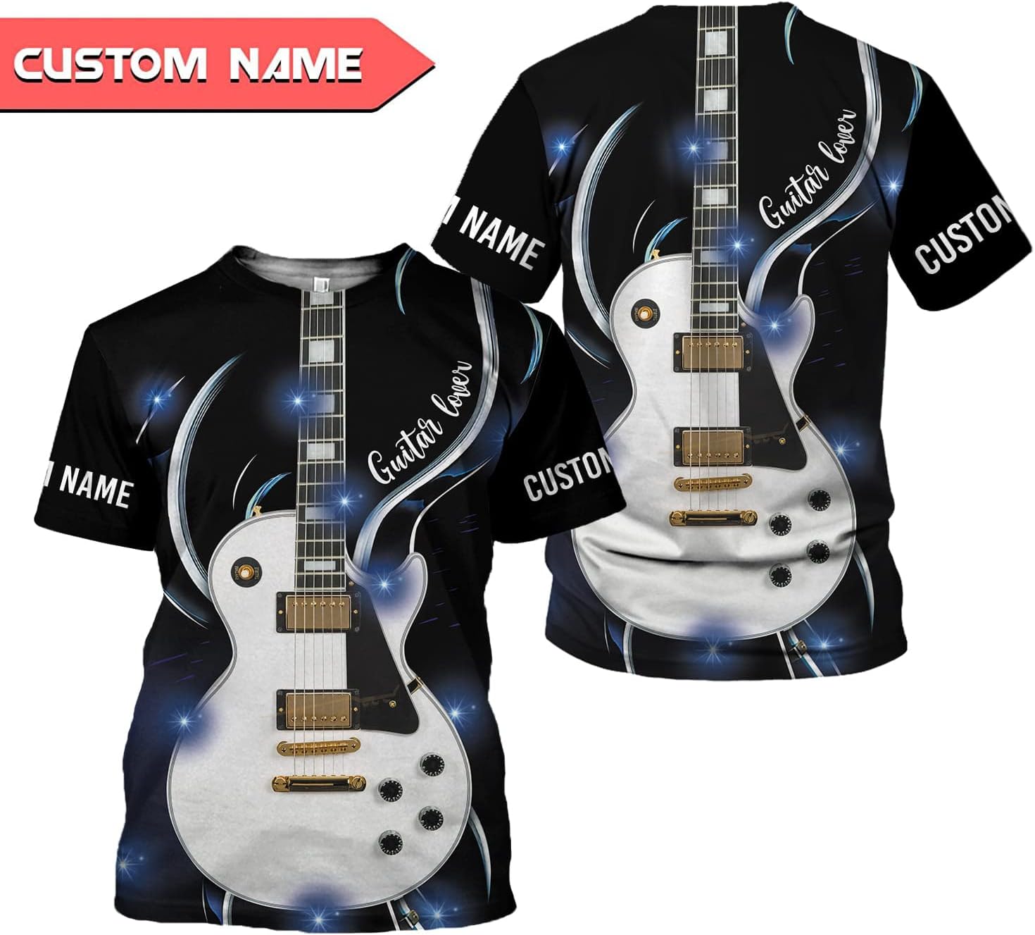 Personalized Name Guitar Shirt 3D, Customized Guitar Shirts for Men, Unisex Guitar Shirts Music Music Lover, Guitar Lover