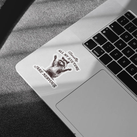 3Pcs Honestly, All My Systems are Nervous Sticker All of My Systems are Nervous Stickers Sarcastic Anxiety Bookish Gift Mental Health Funny Raccoon Decal for Laptop Bottle Phone Car Hard Hat 3"