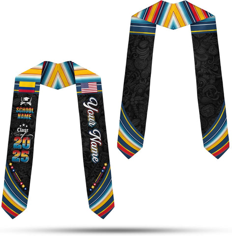 Pretyprints Colombians Graduation Sash, Custom Colombians American Flag Graduation Sash 2025, Colombia Graduation Stole