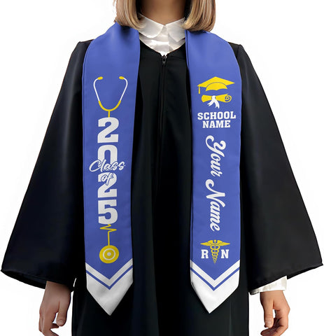 Pretyprints Custom Nurse Sash Graduation, RN Graduation Stole Gifts for Friends Nursing Student Senior Class Of 2025