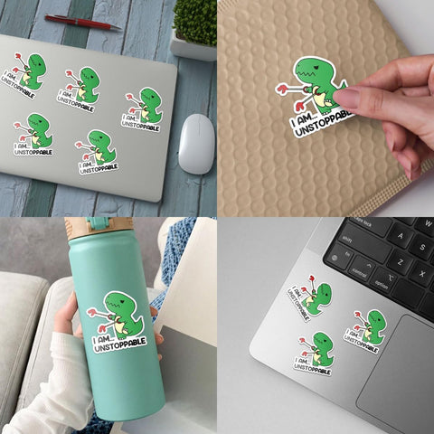 (3Pcs) Dinosaur I Am Unstoppable T-rex Vinyl Decal Sticker, Dinosaur Bumper Sticker, Dinosaur Car Accessories, Dinosaur Car Decal - Stickers for Laptop Water Bottle Phone Car Window Helmet 3"