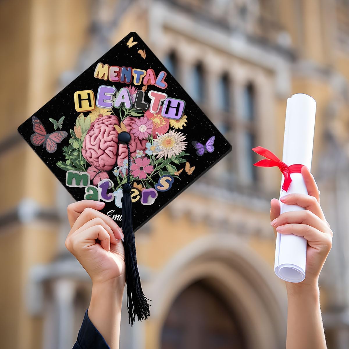 Pretyprints Mental Health Matters Graduation Cap Topper Personalized Psychology Cap Your Hard Work Psychology Grad Gifts 2025