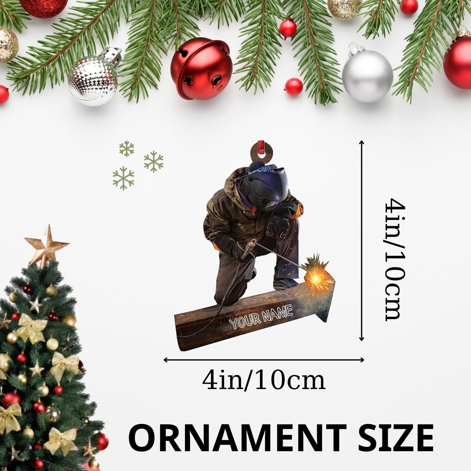 Woseprint Personalized Name Welder Hanging Ornament Gifts for Welders, Welder 2D Ornaments for Christmas Tree, Customized Welder Gifts for Men, Welding Ornaments for Christmas Tree 2024 (Welder1)