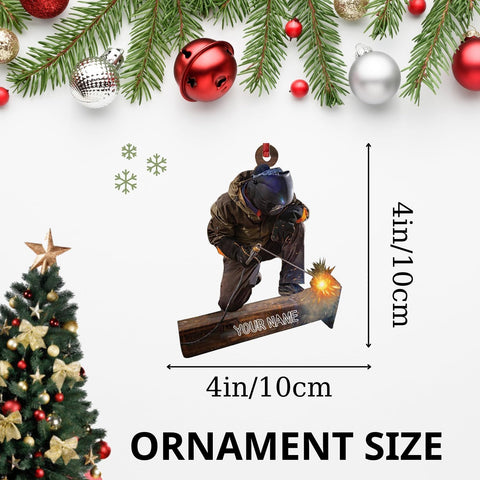 Woseprint Personalized Name Welder Hanging Ornament Gifts for Welders, Welder 2D Ornaments for Christmas Tree, Customized Welder Gifts for Men, Welding Ornaments for Christmas Tree 2024 (Welder1)