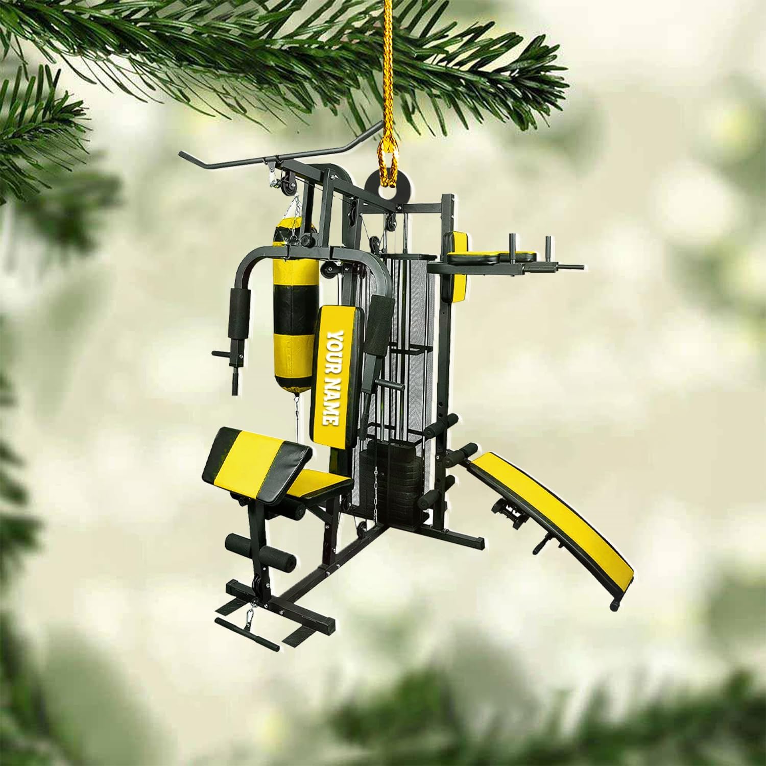 AOVL Personalized Weight Plate Ornament Weight Ornament Fitness Gift for Gym Ornament Merry Liftmas Christmas Hanging Ornaments Weight Plates Ceramic Ornament (DF8)