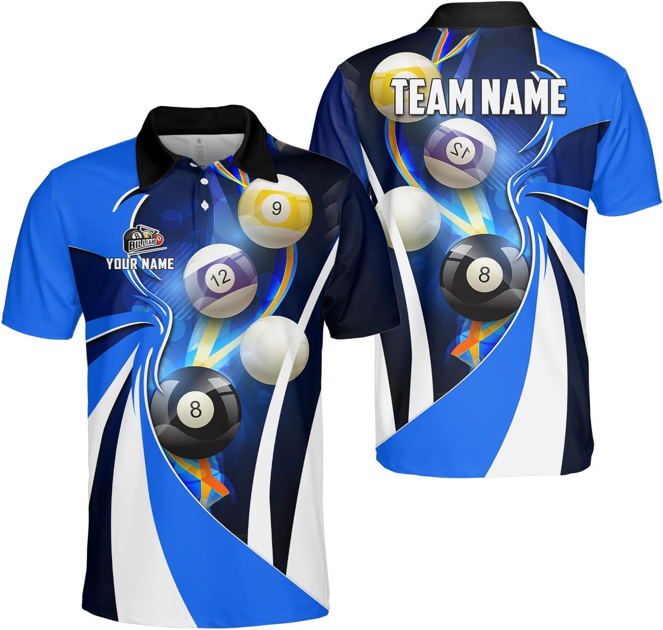 Ligthuy Personalized Billiard Polo 3D, 8 Ball Shirt, Billiards Shirts for Men, Billiard Gifts for Men and Women S-5XL