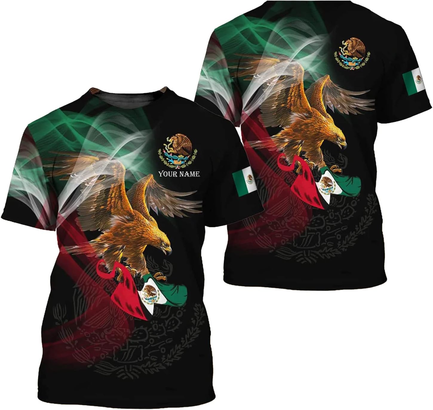RoyalBro Personalized Mexico Shirt, Camisas de Mexico Customized Mexican Shirts Mexican Flag Mexico 3D Shirt for Men Women