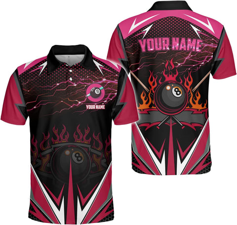 Personalized 8 Ball Polo Shirt, Billiard Shirt Custom Billiard Player 3D Print Shirts for Men Women Teams Pool (Polyester, PL28)