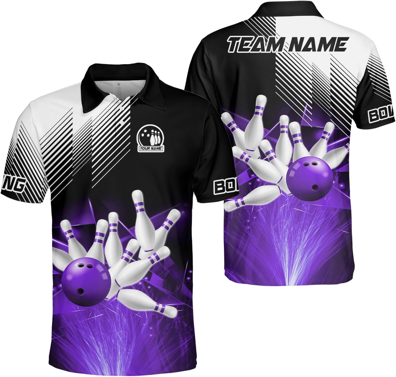 Intenprints Custom 3D Bowling Polo Shirts Personalized Jersey Men Women Team Name Unisex Bowling Shirt Jerseys