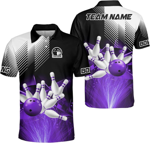 Intenprints Custom 3D Bowling Polo Shirts Personalized Jersey Men Women Team Name Unisex Bowling Shirt Jerseys