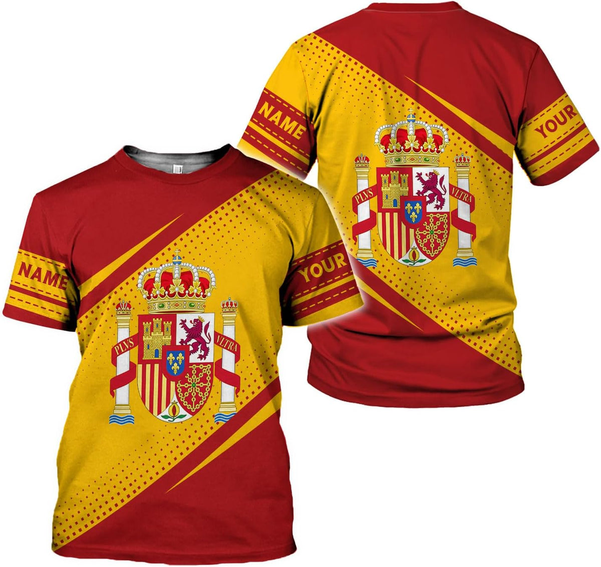 MoonArt Personalized Spain Shirt Custom Spain Espana Flag Shirts for Men and Women, Spain Spanish Pride