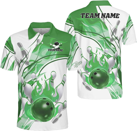 Ligthuy Personalized Name Bowling Polo Shirts 3D for Men and Women, Bowling Shirt, Bowling Shirts for Men Team Bowling Shirt