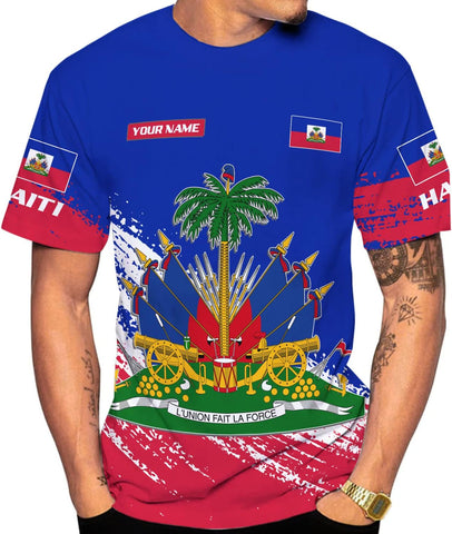 AOVL Personalized Haiti Shirt Haitians Flag Pride Shirt Haiti Shirts for Men & Women Haitian Pride Tshirt Haitian Flag Shirt