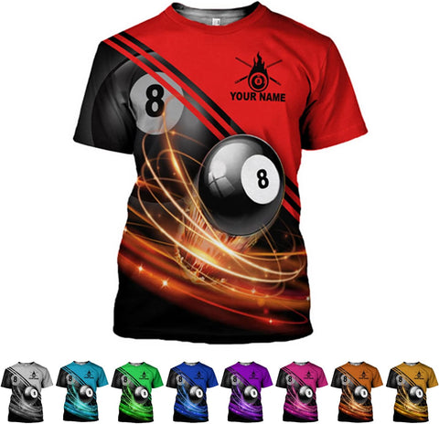 AOVL Personalized Billiard Shirts 3D Billiard Shirt Custom Billiard Flag Shirt Men's Pool Billiards Shirt 8 Ball Men Women