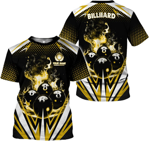 AOVL Personalized Billiard Shirts 3D Billiard Shirt Custom Billiard Flag Shirt Men's Pool Billiards Shirt 8 Ball Men Women