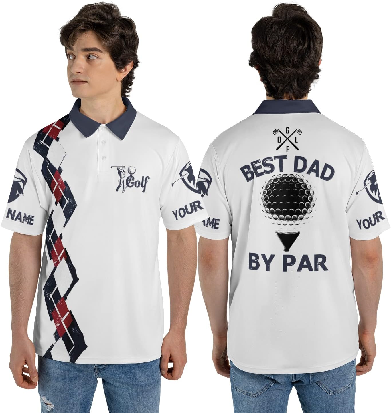 RoyalBro Personalized Funny Golf Polo Shirts for Men, Golf Polo Shirts for Dad, Grandpa Funny Golf Shirts for Men Golf Gift (Golf 9) Multicolor