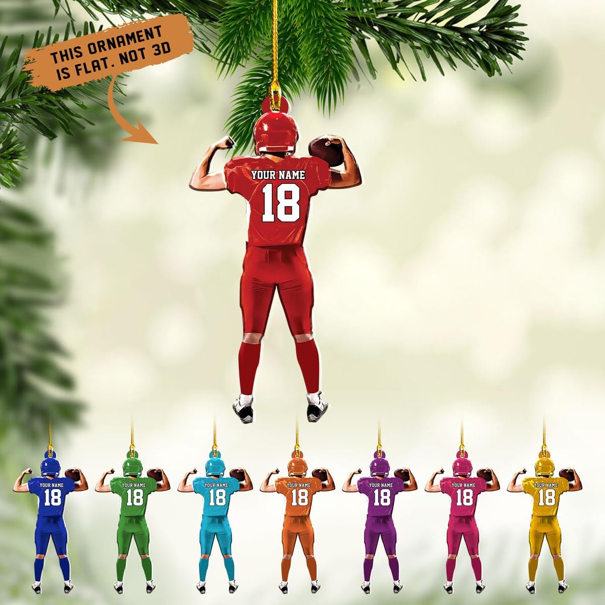 Artparel Personalized Football Ornament Customized Football Christmas Ornaments Football Ornament Christmas Hanging D��cor Gift for Football Fans Football Gifts Gift for Football Player (FB 10)