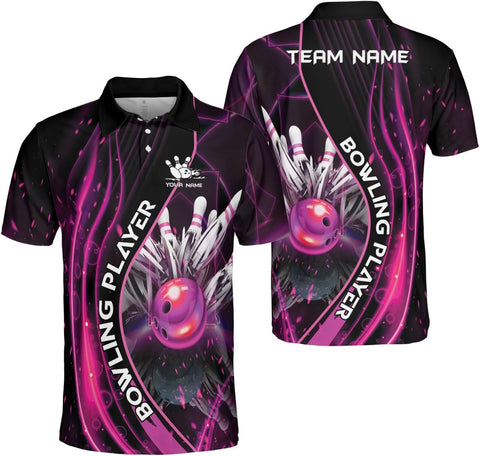 Ligthuy Personalized Name Bowling Polo Shirts 3D for Men and Women, Bowling Shirt, Bowling Shirts for Men Team Bowling Shirt