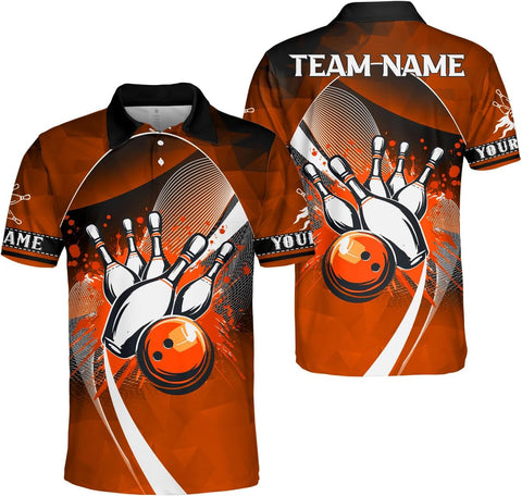 Ligthuy Personalized Name Bowling Polo Shirts 3D for Men and Women, Bowling Shirt, Bowling Shirts for Men Team Bowling Shirt