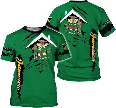 Ligthuy Personalized Jamaica Shirt 3D, Custom Jamaica Flag Lion Shirt for Men and Women, Jamaican Pride T-Shirt Unisex