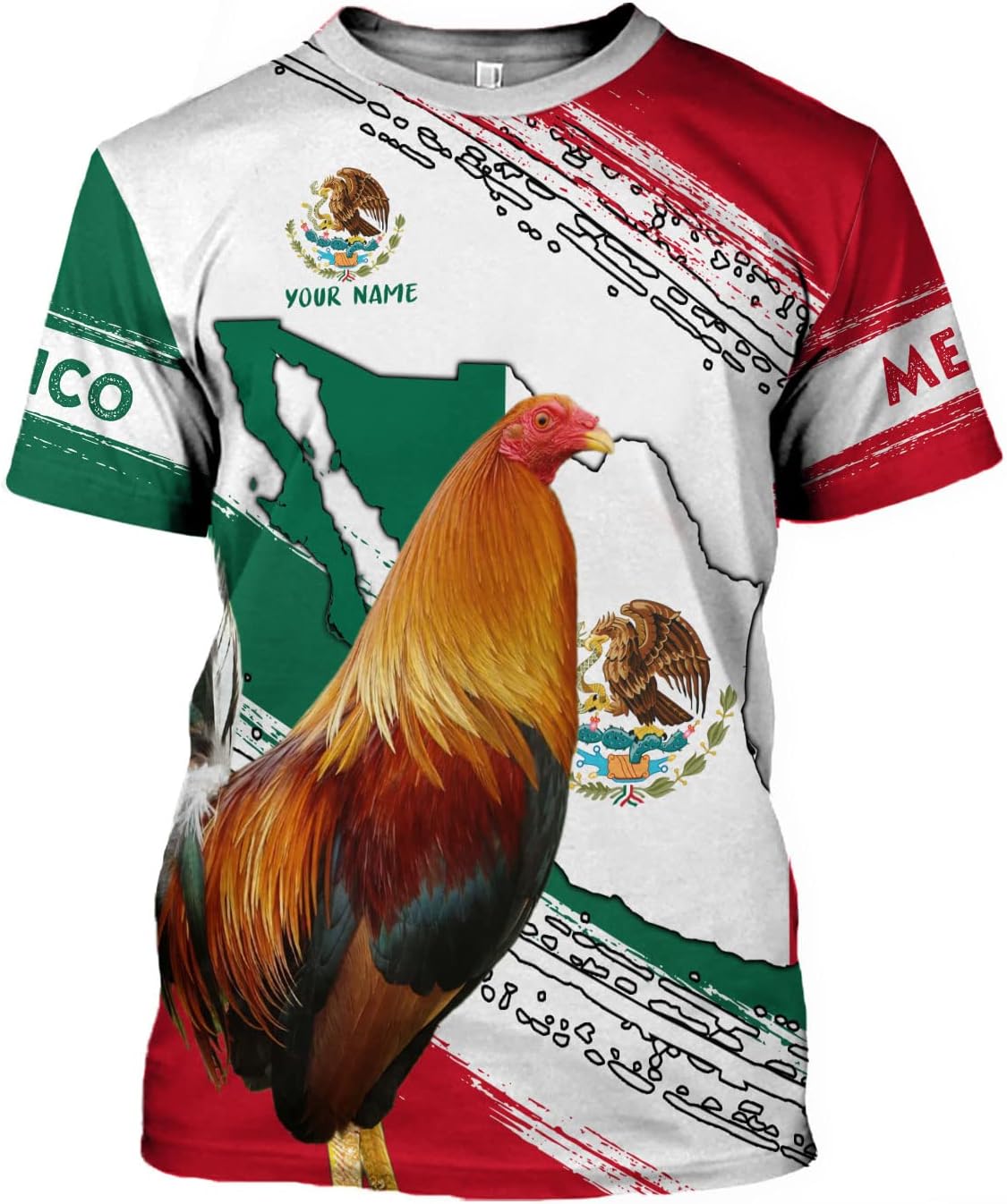 Mostprints Personalized Name Mexican Shirts for Men, Rooster Mexico Shirts for Men, Mexico Shirt Eagle Flag Mexican Eagle 1