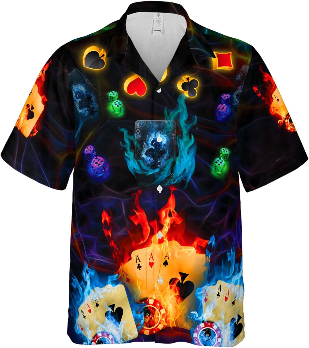 Custom Poker Hawai Shirts for Men Poker Hawaiian Shirt Gambling Casino Fire Short Sleeve Button Down Shirt Summer Beach Shirt