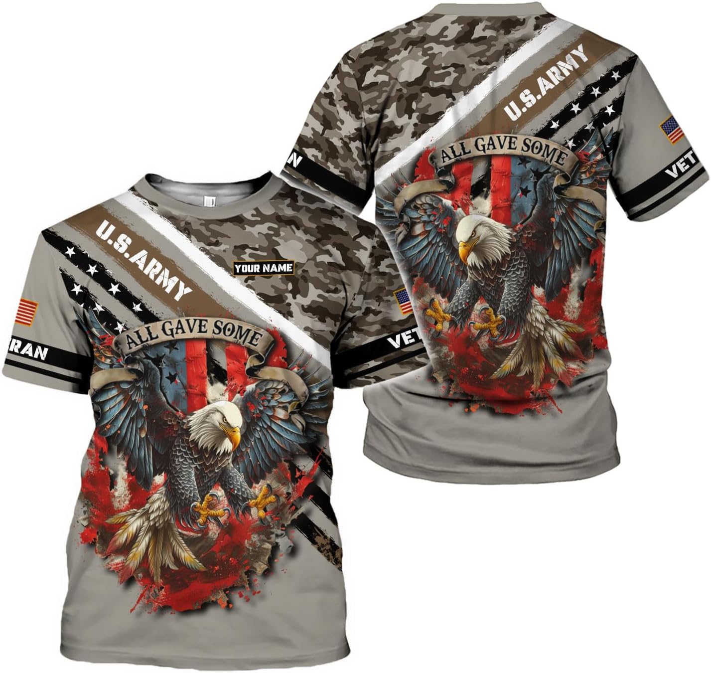 LigtHuy Personalized Name Veteran Shirt 3D, Us Army Shirt, Veteran Shirts, Veteran Shirts for Men, Veteran T Shirts for Men