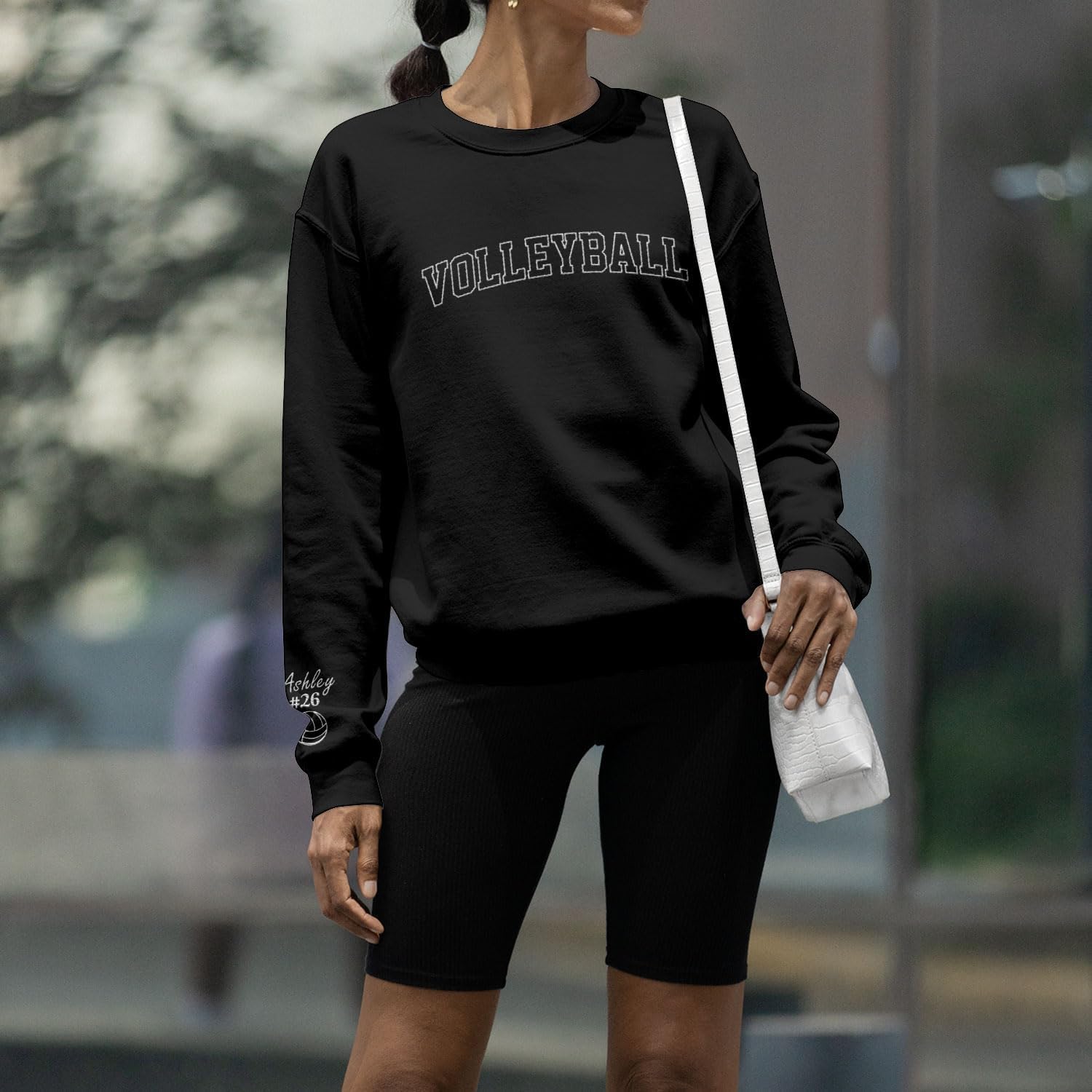AOVL Personalized Volleyball Embroidered Sweatshirt, Volleyball Sweatshirt,Sweatshirt Volleyball Shirt Volleyball Crewneck