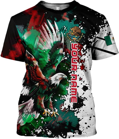 Mostprints Personalized Name Mexican Shirts 3D Customized Mexico Shirt US Flag, Mexican Shirts for women Unisex