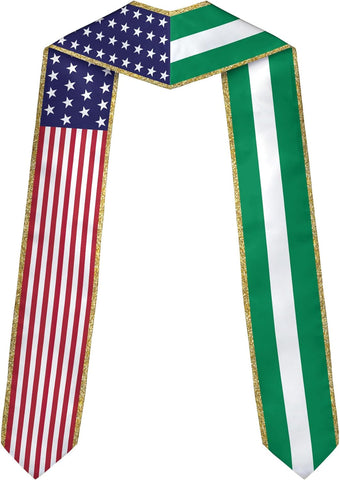 Pretyprints Custom Nigerian Graduation Sash, Nigeria Graduation Stole Customize, Nigerian American Flag Graduation Sash 2025