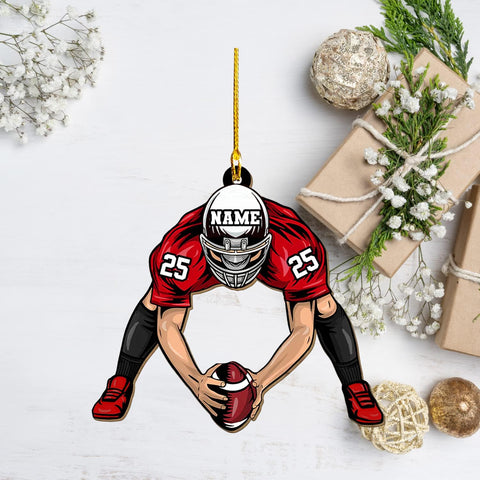 Personalized Name Football Ornaments 2024, Customized Football Christmas Ornaments Wood, Acrylic Ornament Christmas Tree Hanging Ornament Pine Tree Decorations for Kid Couple Friends Family
