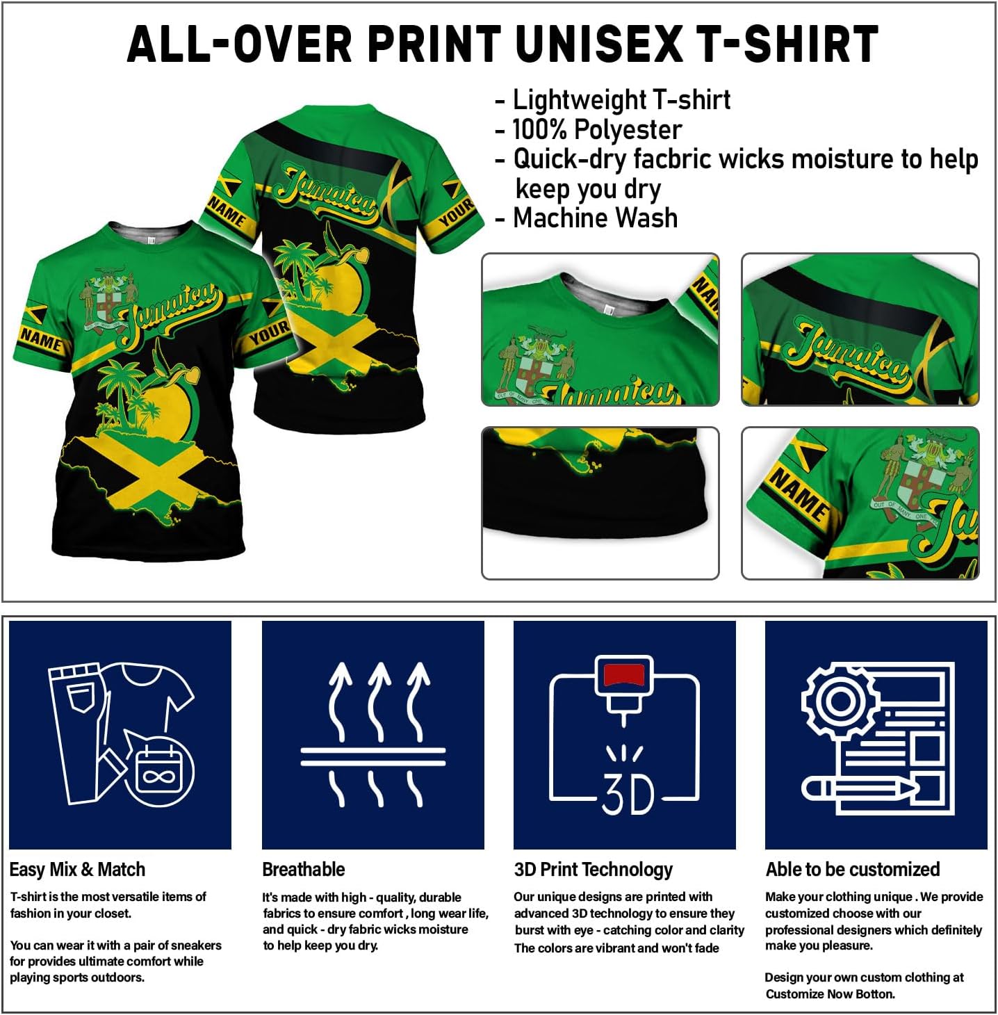 Suseaz Custom Jamaica Shirts for Women and Mens - Personalized Jamaica Flag Shirt Gift for Jamaica Men