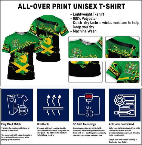 Suseaz Custom Jamaica Shirts for Women and Mens - Personalized Jamaica Flag Shirt Gift for Jamaica Men