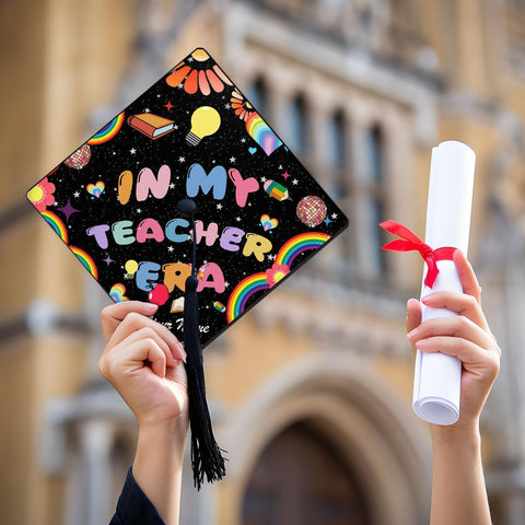 Pretyprints Personalized Teacher Graduation Cap Topper Teacher Gift Class Of 2025 Graduation Cap Decoration Topper