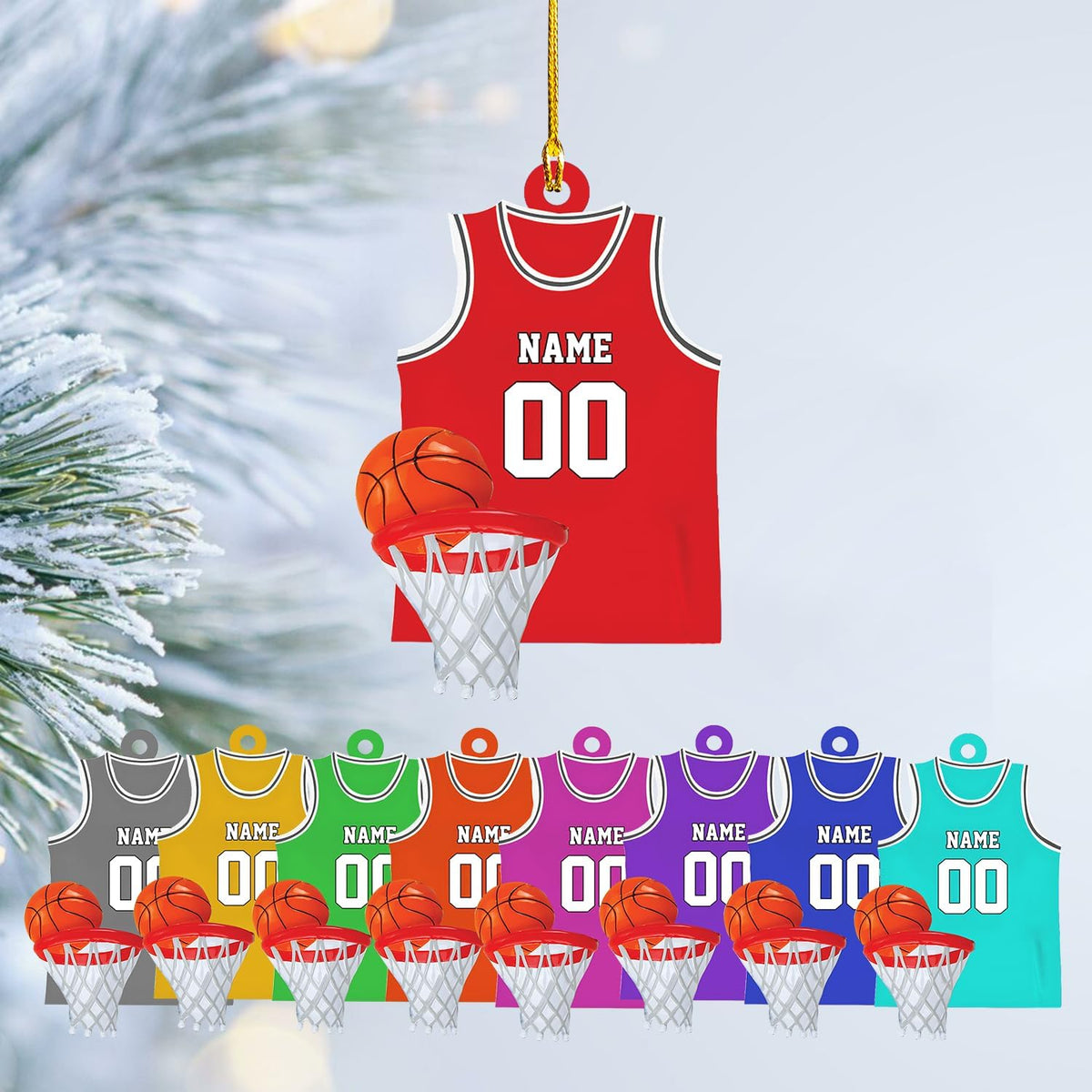 TinoShop Personalized Basketball Christmas Ornaments for Christmas Tree Decor, Basketball Player Ornament, Custom Basketball Ornament, Warriors Basketball Ornament Gifts for Baseball Lovers (ON337)